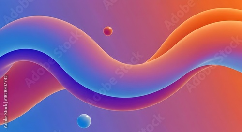 Abstract 3D shapes and flowing wave forms with smooth gradients modern background design creative motion minimal art digital concept