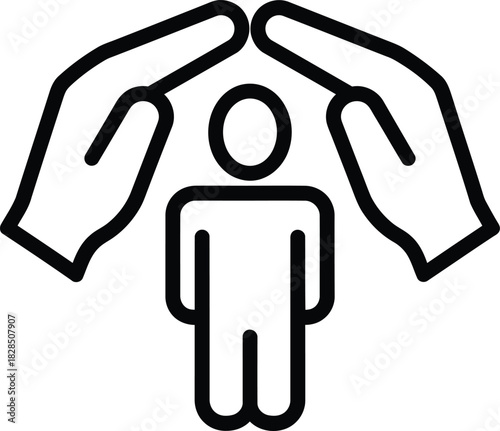 Protection insurance safety care security hands over person icon vector eps silhouette