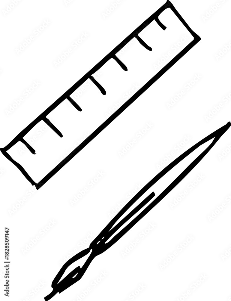 Fototapeta premium hand-drawn elements, children's school drawing, vector