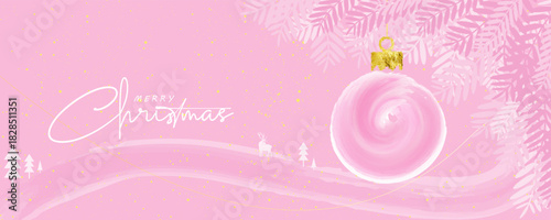 pink Christmas background with Christmas festive icon vector illustration. modern banner design for Christmas moment with winter vibes