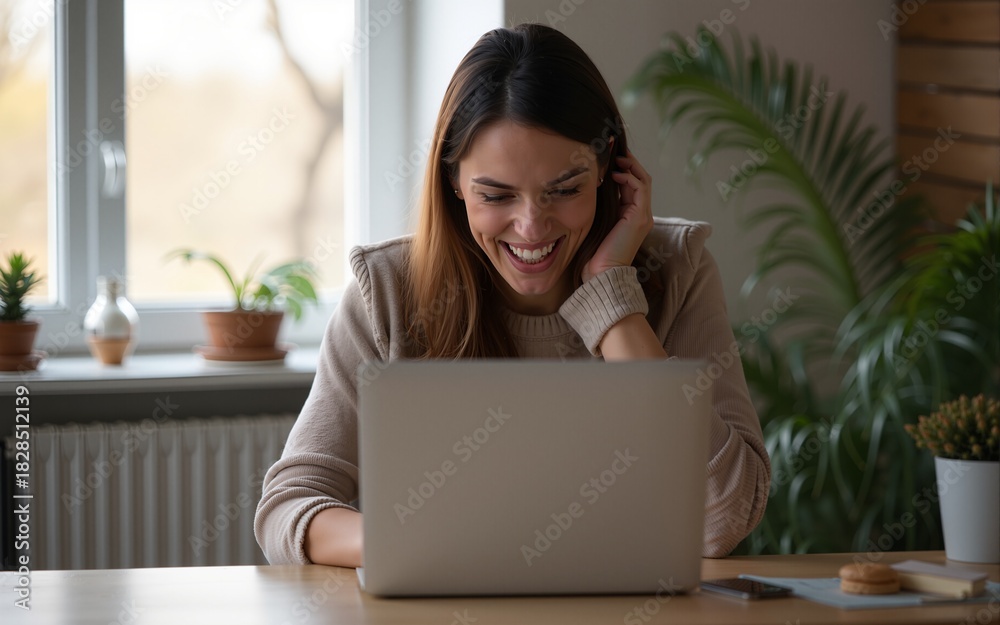 Naklejka premium Woman working from home getting angry, remote working,. High quality