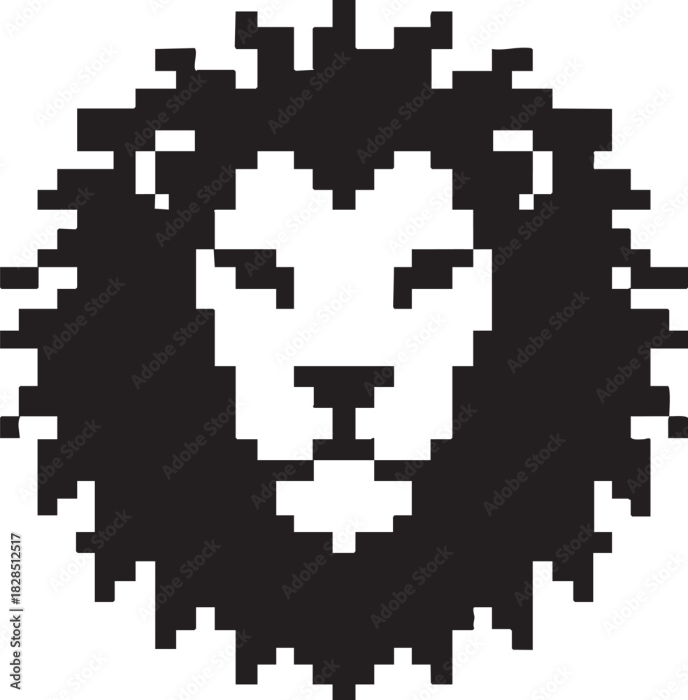 Fototapeta premium Pixelated lion head silhouette isolated on transparent background