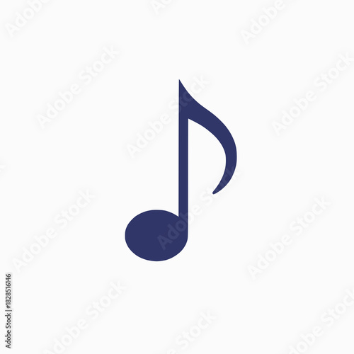 Simple blue musical note icon isolated on a clean white background