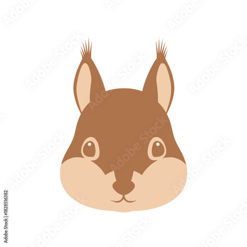 Simple illustration of a cute squirrel face with fluffy ears and a sweet expression