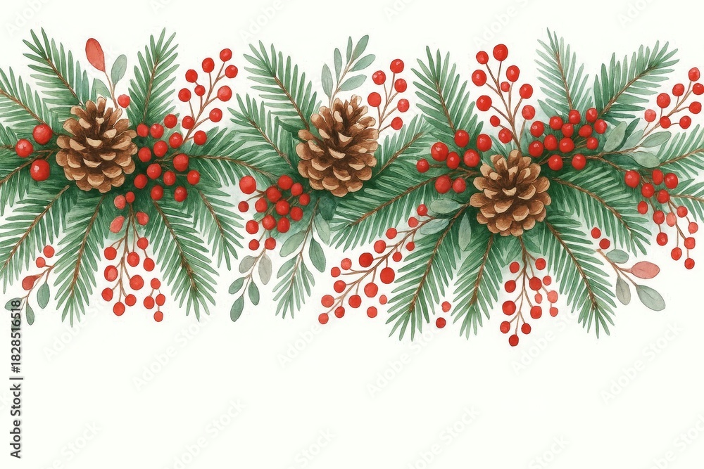 Fototapeta premium christmas tree branches with cones