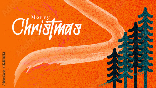 Merry Christmas banner design with Christmas tree icon vector illustration