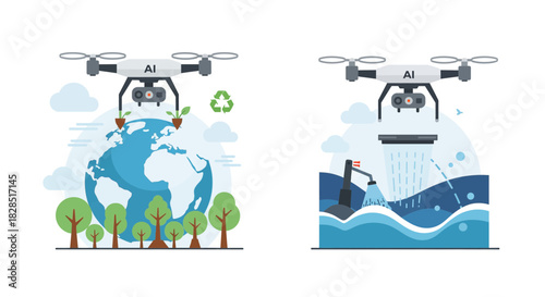 AI Drone Technology for Environmental Conservation and Ocean Cleanup Efforts.