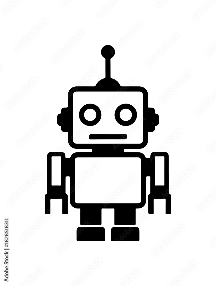 Fototapeta premium Cute robot mascot design for technology companies and innovative startups logo creation