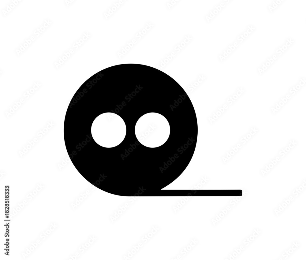 Fototapeta premium Minimalist black and white film roll icon for creative projects and media production needs