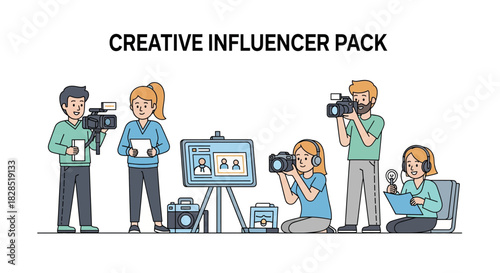 Creative Influencer Pack with People Filming and Creating Content.