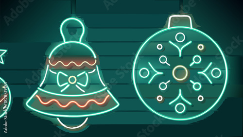 Bright neon Christmas ornaments bring festive cheer with glowing holiday spirit and joyful winter celebrations
