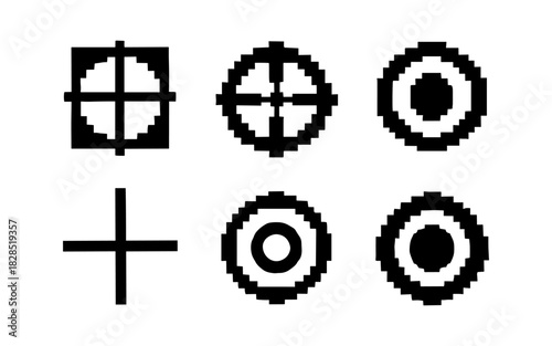 Retro pixel art crosshairs and targets collection for digital design projects