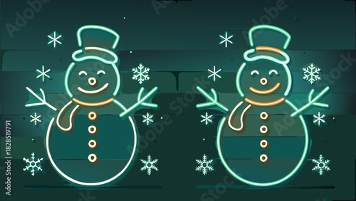 Festive glowing snowmen bring winter holiday cheer for Christmas and New Year celebrations, a modern design