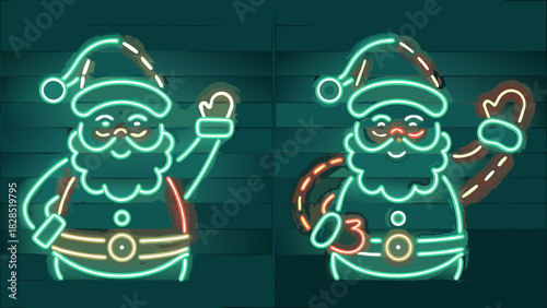 Festive Christmas Santa Claus neon signs bring holiday cheer to your seasonal projects and designs for winter fun