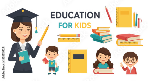 Education for Kids A Vibrant Illustration of Learning and Knowledge.