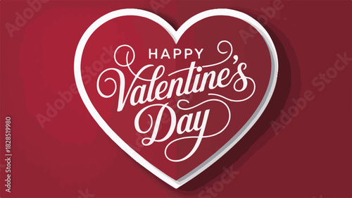 Valentine's Day Greeting Heart-Shaped Design with Elegant Script and Festive Message for Romance