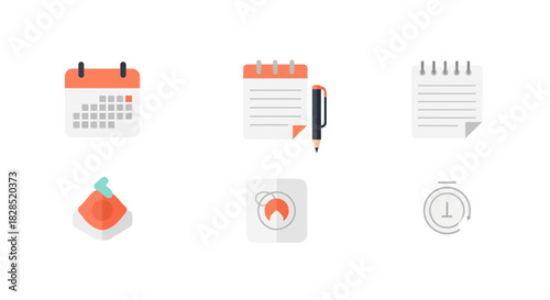 Set of Icons Representing Planning and Organization.