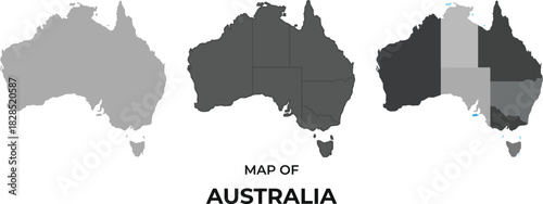 Australia map vector illustration showing states and territories for geographic and infographic design