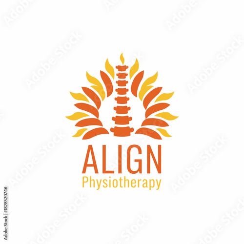 A vibrant physiotherapy logo featuring a stylized spine surrounded by dynamic leaf-like shapes, symbolizing healing, alignment, mobility, and holistic body wellness.