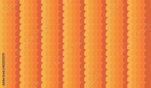 Seamless abstract background pattern of repeating vertical waves or scalloped shapes in warm orange and yellow gradient colors wallpaper vector illustration 