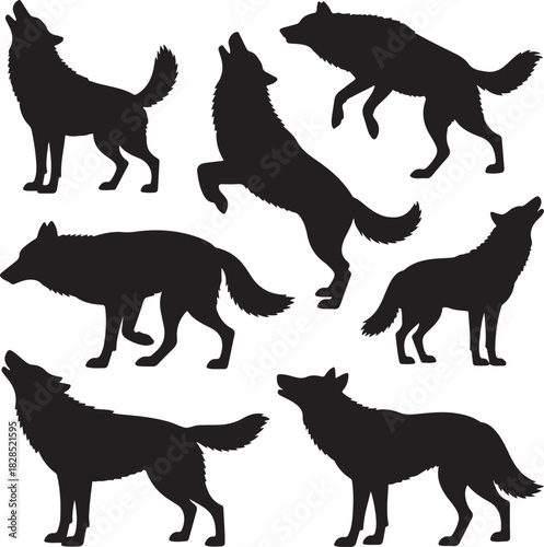 black silhouettes of animals