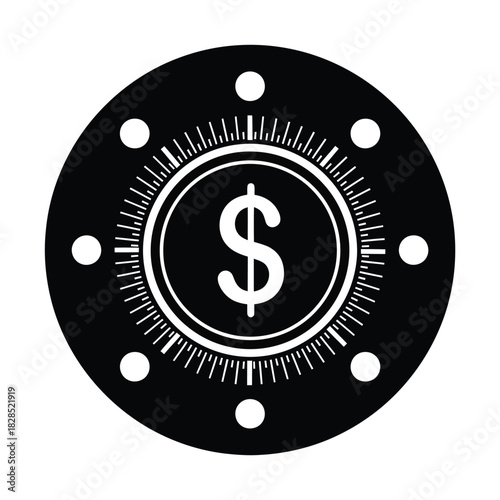 Dollar coin icon vector illustration financial investment symbol design eps silhouette