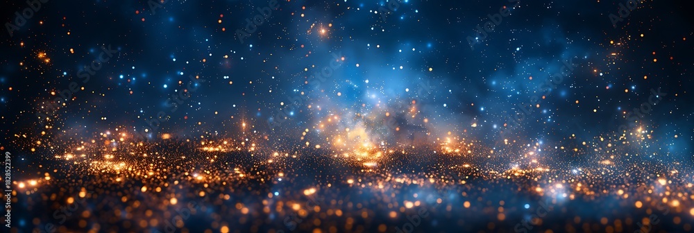 Naklejka premium Panoramic View of Sparkling Cityscape at Night with Glowing Lights