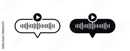 Voice Message Play Button Soundwave Chat Bubble UI Vector