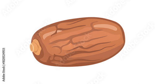 Single ripe date fruit isolated on white background, a sweet and healthy natural food.