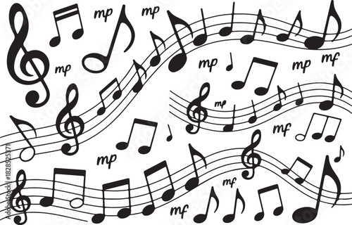 Musical Notes Sheet Music Background Seamless Pattern