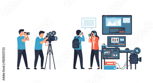 Filmmaking and PostProduction Process Illustration.