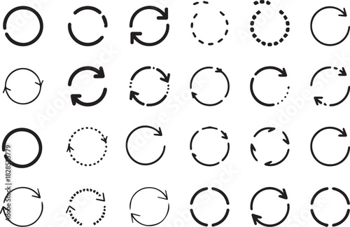 Collection of Circular Arrow Symbols in Different Styles