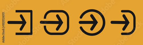 Collection of icons for input, joint, entrance arrow