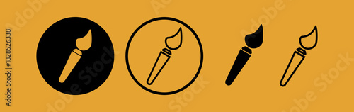 Artist brush icon set for drawing, mixing and creating