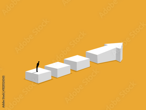  Businessman on the arrow of obstacles to success