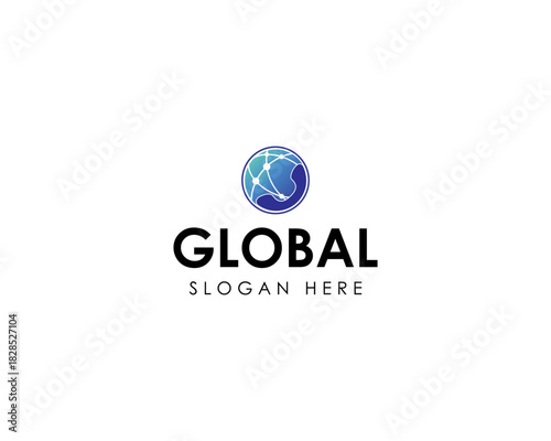 Global tech logo. Global connection with telephone logo.