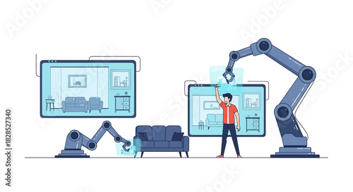 Robotic Arms Assembling Furniture with Human Supervision.