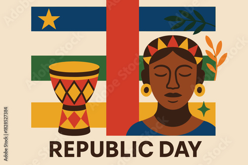 Geometric Central African Republic Republic Day celebration scene with cultural shapes and modern festive holiday design