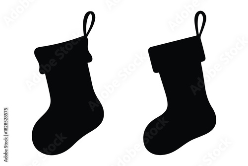 Christmas stocking silhouette vector, Christmas stocking icon