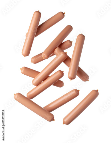 Assorted Cooked Sausages in Various Sizes and Shapes on Transparent Background