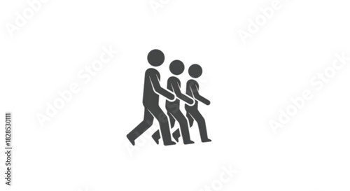 Family of three walking together in a line, symbolizing unity and shared journey.
