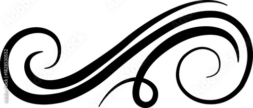 Elegant vintage calligraphic swirl, ornate decorative flourish classic filigree ornament swirl, curl, divider, scroll, border element, black line art design vector illustration