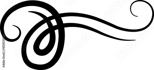 Elegant vintage calligraphic swirl, ornate decorative flourish classic filigree ornament swirl, curl, divider, scroll, border element, black line art design vector illustration