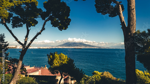 Fototapeta Naklejka Na Ścianę i Meble -  Cityscapes of Napoil, Italy. Mount Vesuvio in the background.