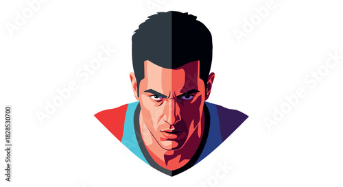 Bold athletic focus with dynamic colorful portrait of a determined runner