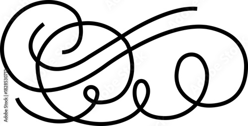 Elegant vintage calligraphic swirl, ornate decorative flourish classic filigree ornament swirl, curl, divider, scroll, border element, black line art design vector illustration