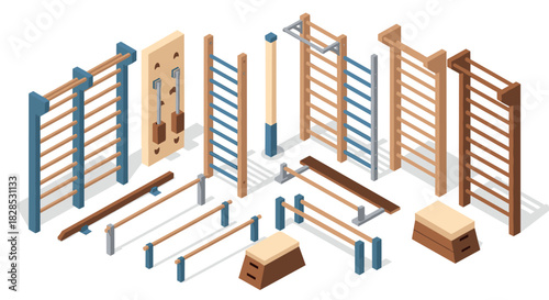 Isometric outdoor workout equipment set for calisthenics and fitness enthusiasts