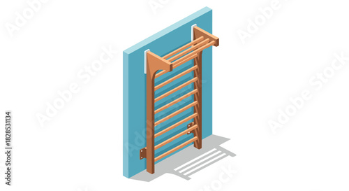 Isometric wooden wall bars for home gym and fitness training