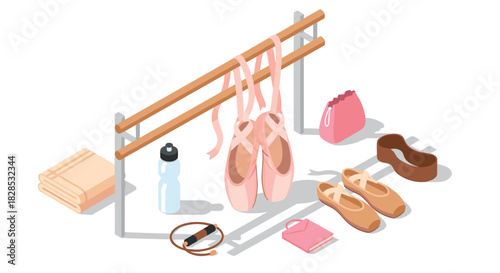 Isometric ballet essentials: dance shoes, barre, and accessories for practice