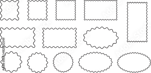 Collection of various wavy line frames isolated on, offering a versatile selection for design projects and creative layouts, adding a touch of elegance